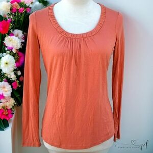 Talbots Plain Orange Scoop Neck Long Sleeve Tunic Sz PS